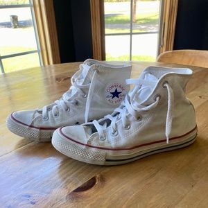 White Converse High Tops Men’s 6 Women’s 8